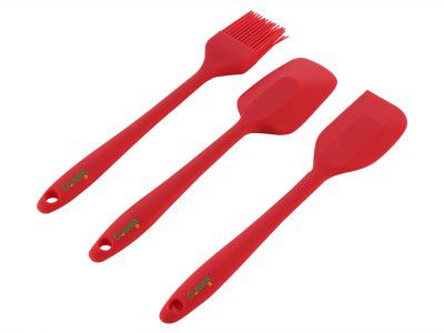 Clazkit Premium Silicone Non-Stick Spatula and Brush with Scraper for Cooking