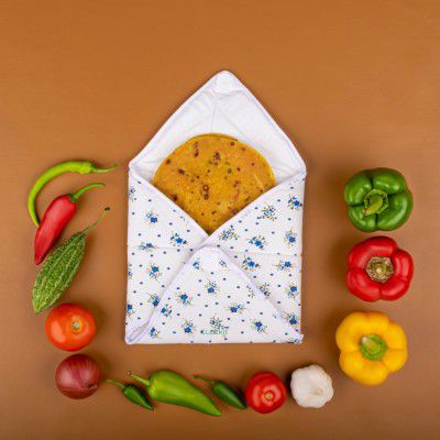 Clazkit Set of 4 Roti Chapati Cover 100% Cotton Traditional Roti Rumals Tortilla Covers-Square