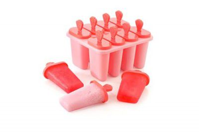 Clazkit Set of 8 Plastic Reusable Strawberry ice Pop Makers