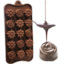 Clazkit Silicone Flower Shape Chocolate Mould (Brown, 10-inch)...
