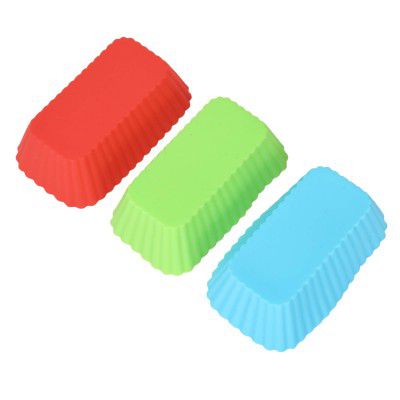 Clazkit Silicone Rectangle Shaped Muffin Moulds - Set of 8, Multicolor