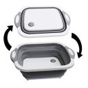 Clazkit Silicone Fruit Vegetable Washing Folding Basket with Chopping Board .Multicolour, Grey...