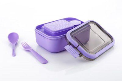 Clazkit Snack Pack Lunch Box for Kids, Adults |Tiffin Box with 2 Small Conatiner, Spoon and Fork | 700ml