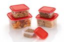 Clazkit Square Plastic Storage Jars Containers Set for Kitchen | BPA Free Leak Proof Food Grade Material Multicolour | Set of 5-3000ml | 2000ml | 1200ml | 700ml | 450ml...