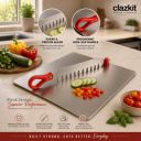 Clazkit Stainless Steel Chopping Board with Multifunctional Cutter | Heavy Duty Cutting Board for Fruits, Vegetables | Rust-Resistant Kitchen Prep Board |31L x 24W x 5Th...