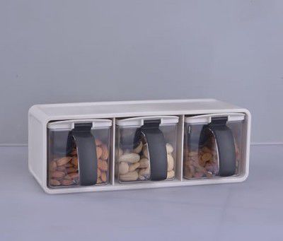Clazkit Trio Multipurpose Wall mounted spice storage box |Seasoning Masala Spice Rack |Wall Hanging masala container organizer for kitchen |Color May Vary
