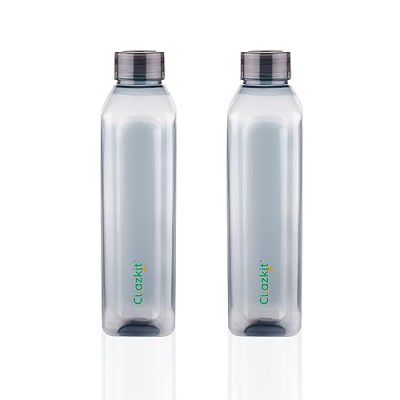 Clazkit Venice Plastic Water Bottle Pack of 2, Black -1 Litre