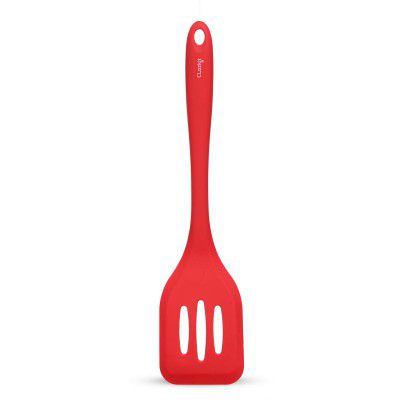 Clazkit YH-551 Premium Silicone Turner Spatula/Slotted Spatula, Wok, 29cm,Red
