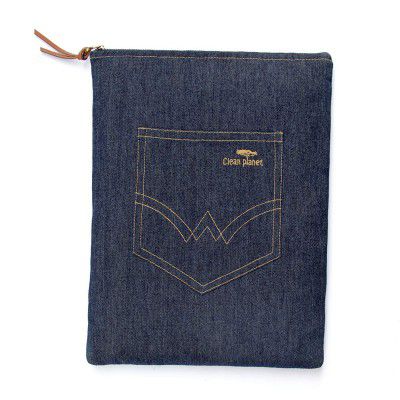 Clean Planet Eco Friendly Denim Cotton 8.5 Inches Tablet Sleeve case Cover Unisex Washable Reusable Tablet Cover, Tablet Case Cover (Blue)