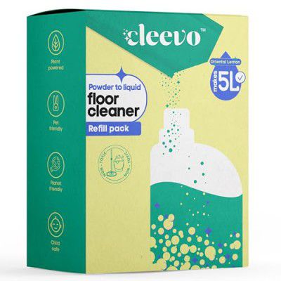 Cleevo Floor Cleaner Liquid (5L Refill Pack) | 1 Pouch = 1L Natural Disinfectant Floor Cleaners for Mops  (Zesty Lemon)