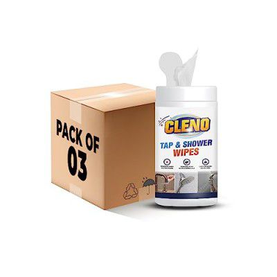 Cleno Tap and Shower Wipes | Hard Water Stain Remover for Tap & Shower | Water Spot Cleaner – 50 - Wipes (Pack of 3) (Ready to Use)