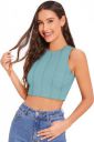Clirva  Casual Sleeveless Striped Women Light Blue Top...