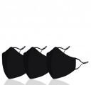 CLOCOMFERR Cloth Cotton Reusable Mask with Adjustable Ear Loop (Black Pack of 3 Without Valve) for Men & Women...