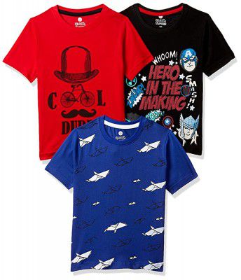 Cloth Theory Boys Plain Regular Fit T-Shirts (Pack of 3)