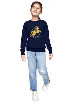 Cloth Theory Girls Premium Cotton Round Neck Full Sleeves Sweatshirt for Girls