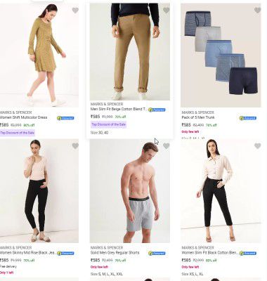 Clothing And Accessories Minimum 70% Off