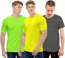 CLOTHINKHUB Pack of 3 Men Solid Round Neck Polyester Multicolor T-Shirt...