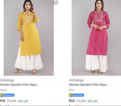 Clothology Women Kurti Upto 92% Off Starting @ Rs 99