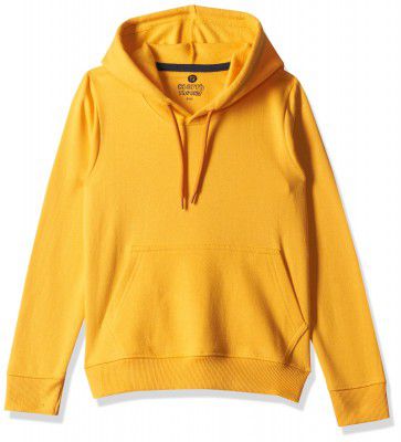 Clotth Theory Girl's Fleece Solid Color Blocked Hooded Sweatshirt Jacket with Kangaroo Pocket