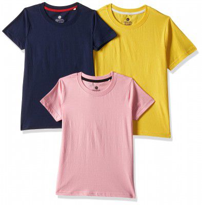 Clotth Theory Girl's Solid Relaxed Fit T-Shirt (CTGT_1002_Multi_12 2-3 Years)