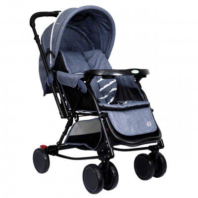 Cloudie Baby Pram Cum Rocker 2 in 1 Rocking Baby Stroller and Pram for Baby Capacity 15kg (Grey)