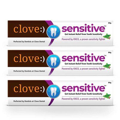 Clove Sensitive Toothpaste: Powered by KNO3, for instant & lasting relief from sensitivity. Formulated by dental experts- 240gms(80gm*3) Super Saver Pack