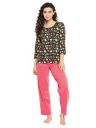 Clovia Cotton Women's Print Me Pretty Top & Solid Pajama Set...