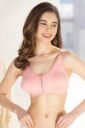 Clovia Non-Padded Non-Wired Full Figure Spacer Cup Bra in Baby Pink - Cotton Rich...
