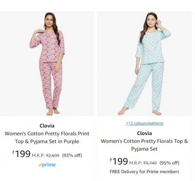 Clovia Pyjama Set for Women Up to 96% off