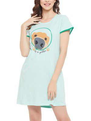 Clovia Women Cotton Knee Length Nightdress .