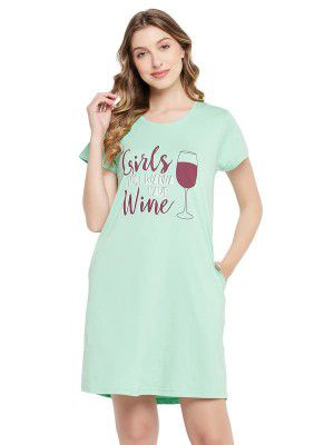 Clovia Women Cotton Short Length Nightdress