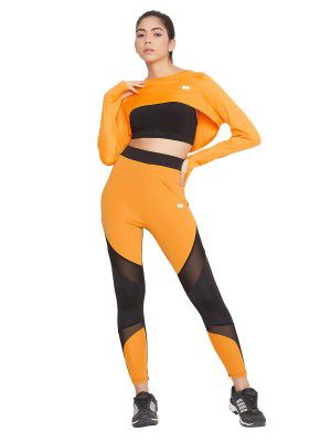 Clovia Womens Activewear Long Sleeve Sport Crop Top