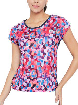 Clovia Women's Activewear Printed Short Sports Sleeve T-Shirt