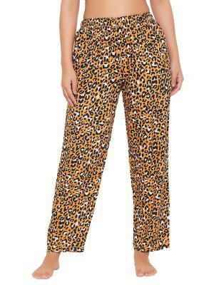 Clovia Women's Animal Print Pyjama With Pocket In Yellow