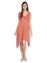 Clovia Women's Chiffon Semi-Sheer Handkerchief Resortwear Dress - Brown...