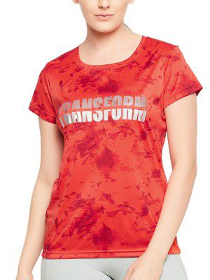 Clovia Women's Comfort-Fit Active Text Print T-Shirt with Reflective Sticker