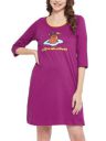 Clovia Women's Cotton Above The Knee Print Sleep Tee Nightdress...