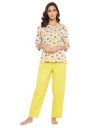 Clovia Women's Cotton Bee Print Top in Lilac & Chic Basic Pyjama in Purple...