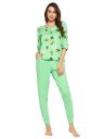 Clovia Women's Cotton Cactus Print Top & Chic Basic Pyjama Set In Green...