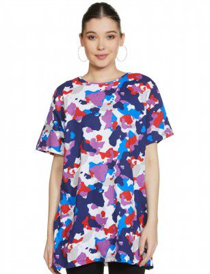 Clovia Women's Cotton Camouflage Print Oversized T-Shirt in Multicolor