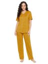 Clovia Women's Cotton Chic Basic Button Top and Pyjama Set in Yellow...