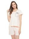 Clovia Women's Cotton Cotton Rich Print Top & Shorts Set In White...