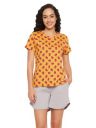Clovia Women's Cotton Emoji Print Top & Solid Shorts Set...