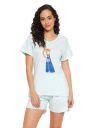 Clovia Women's Cotton Emoji Print Top & Solid Shorts Set...