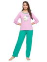 Clovia Women's Cotton Graphic & Text Print Top & Pyjama Set in Purple...