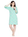 Clovia Women's Cotton Graphic Print Short Nightdress with Pocket in Blue...
