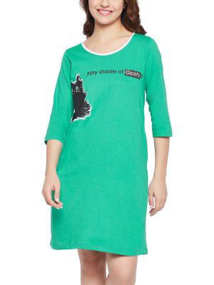 Clovia Women's Cotton Graphic Print Sleep Short Nightdress