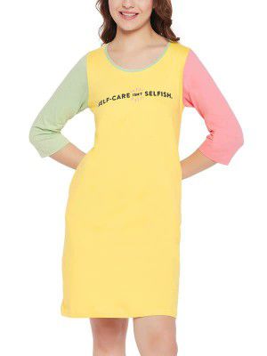 Clovia Women's Cotton Graphic Print Sleep Short Nightdress