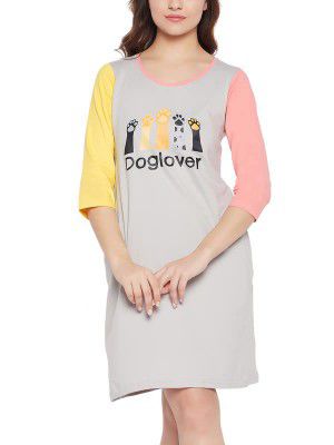 Clovia Women's Cotton Graphic Print Sleep Short Nightdress