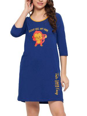 Clovia Women's Cotton Graphic & Text Print Short Night Dress